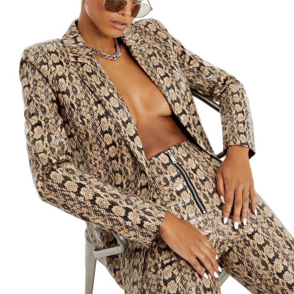 Danielle Bernstein Faux Snakeskin Blazer
